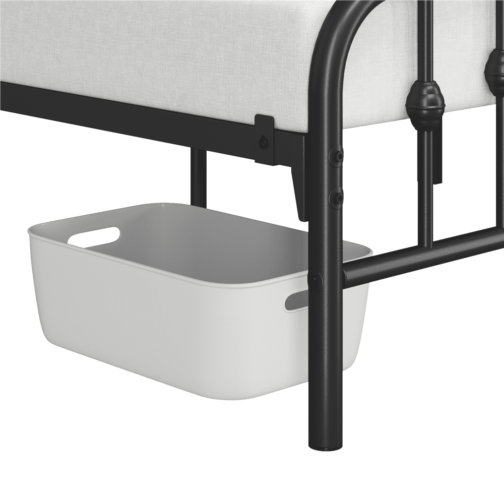 Fullfurnique Cadre de Lit en Métal Moderne avec Tête et Pied de Lit Cintrés, Simple, Noir