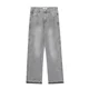 thumbnail image 2 of Pantalones vaqueros desgastados de color liso con lavado gris estilo americano para hombres y mujeres, pantalones casuales de pierna recta con flecos, 2 of 4