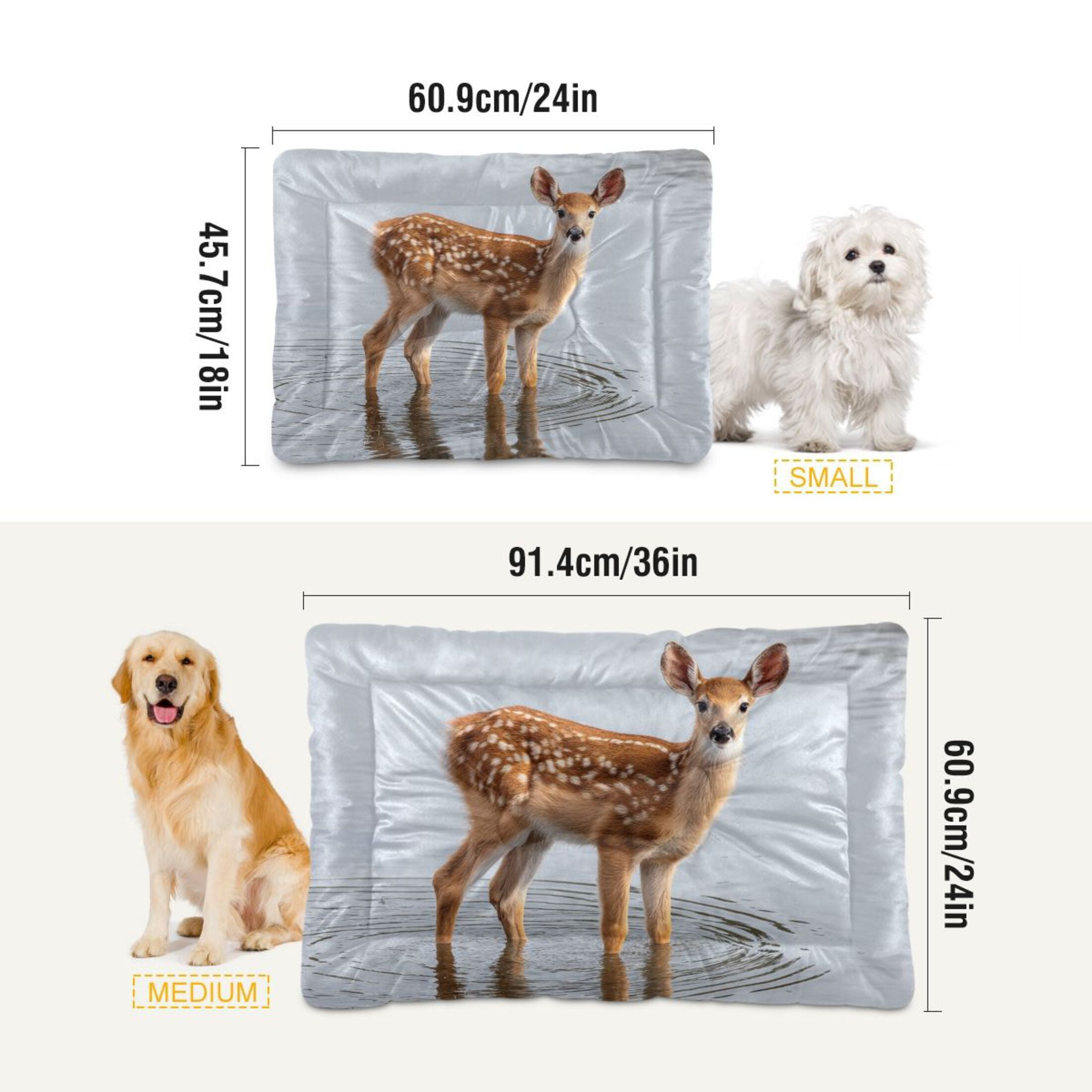 Cozy Mat Pet Bed Indoor Outdoor Warm Soft For Cat Dog Puppy(S/M) Deer Stands in The Lake