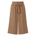 thumbnail image 4 of Stamzod Women's Capri Pants Summer Casual Loose Palazzo Wide Leg Capri Pants with Pockets Fashion Clothing Khaki-4 XL, 4 of 6