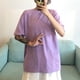 thumbnail image 4 of Camiseta de mujer de manga corta, cuello redondo, color sólido, camiseta informal, morado, XXL Inevent AP001185-16B, 4 of 7