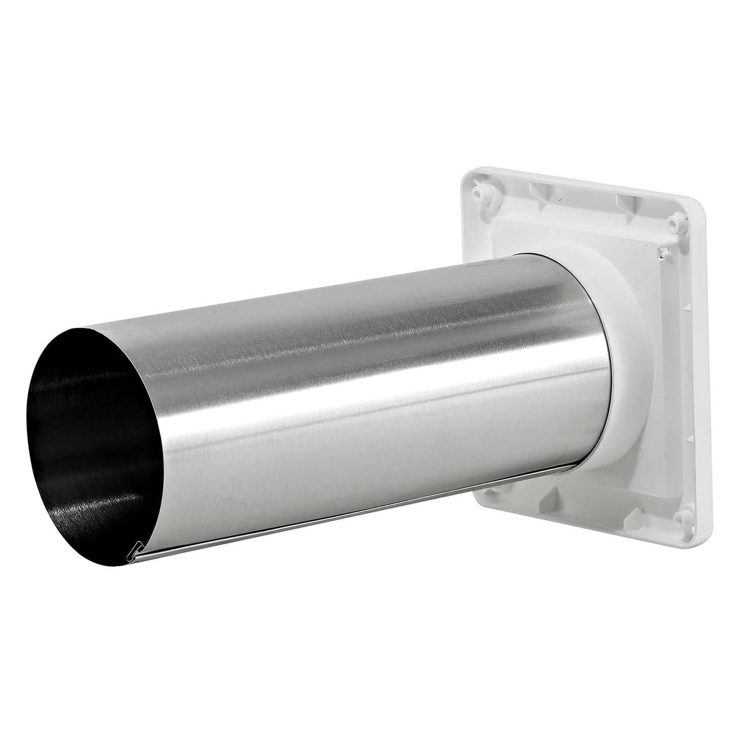 Lambro 4-In. Plastic Wall Exhaust Dryer Vent with Single Flap and 11-in. Pipe, White, 1422WTP-R 1422WTP-R