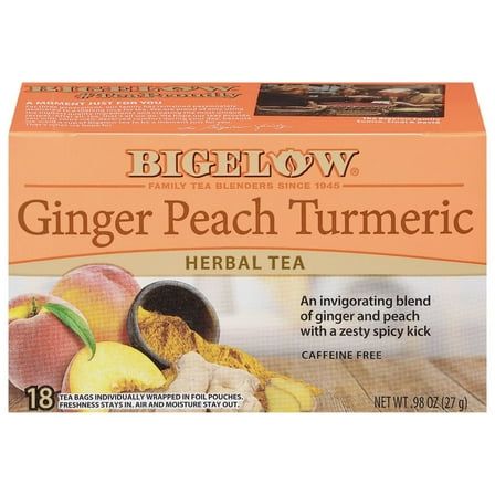 2X - Bigelow Ginger Peach Turmeric Tea Bags - 18ct