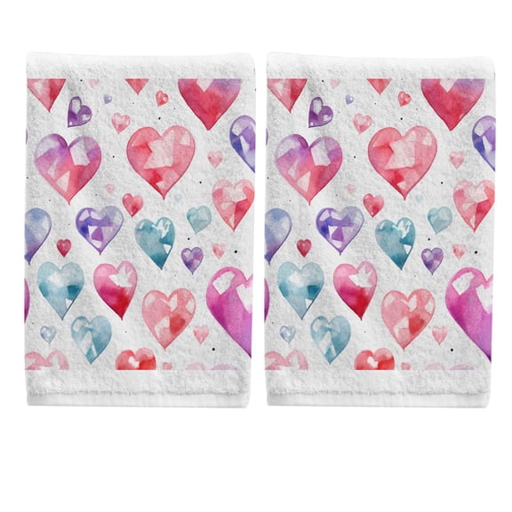 Ryvnso Valentine Love Hearts Hand Towels Set for Bathroom Cotton Face Towel Decorative 15.5x29.5 inch