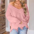 thumbnail image 2 of Women V Neck Knitted Sweater Casual Loose Long Sleeve Pullover Jumper Tops, 2 of 7
