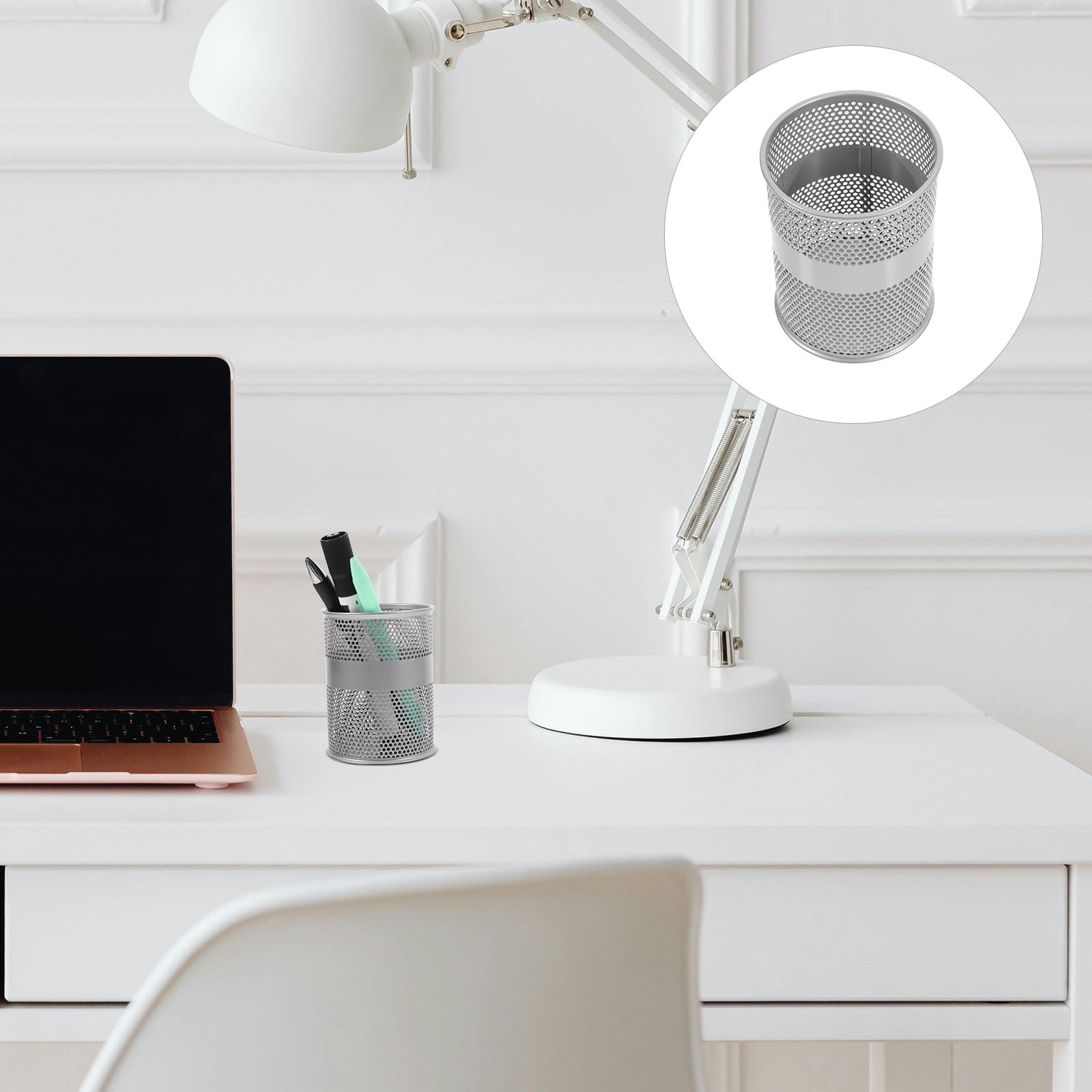 FOMIYES Grey Mesh Desktop Pen Holder Pencil Cup for Office and Study