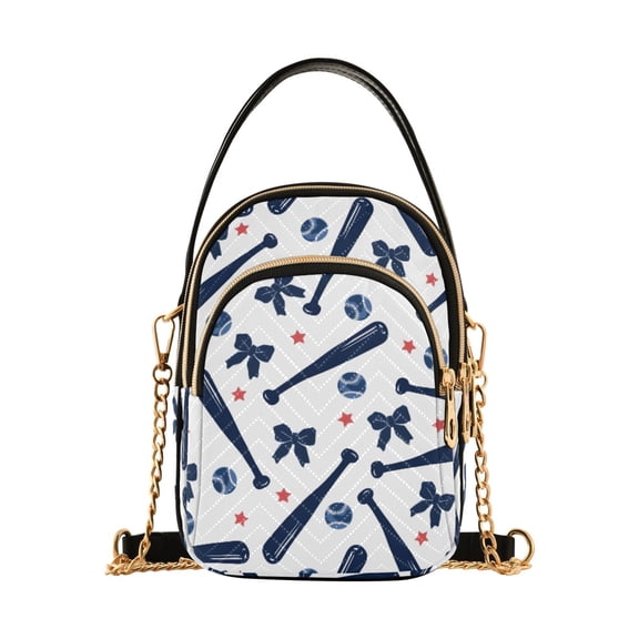 Baseball Bow Star Pattern Women's Crossbody Handbags Leather Crossbody Bags Fanny Pack Chest Bag for Travel