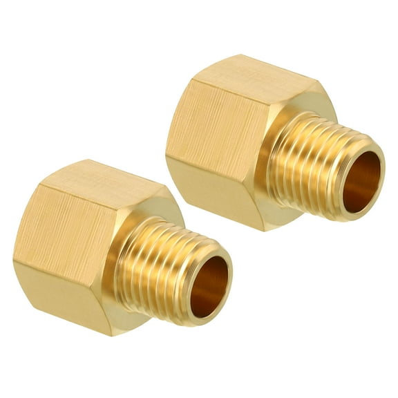 1/4 NPT NPT Male x 3/8 NPT NPT Female Brass Pipe Fitting Hex Reducer Adaptor, 2 Pack