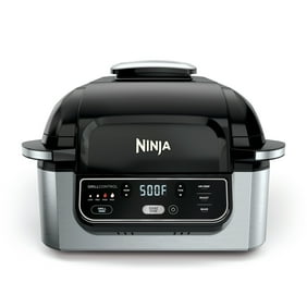 Ninja 4-in-1 Indoor Grill & Air Fryer, Smokeless, 4-Qt, 100 sq in Grill Area, AG300 Black/Stainless