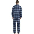 thumbnail image 6 of GLOBAL Men's Pajamas Sets 100% Cotton Flannel Sleepwear Long-Sleeve Top & Bottom Loungewear Navy Blue Plaid M, 6 of 7