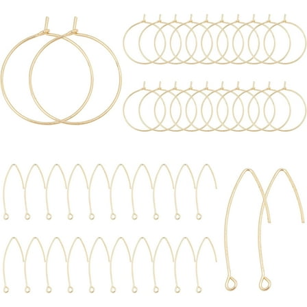 1 box 40pcs 20 Pairs 18K golden Plated Earring Hooks for Jewelry Making Hypoallergenic Ear Wires Brass Earring Hooks and Hoop Earrings Making Supplies Jewelry Findings