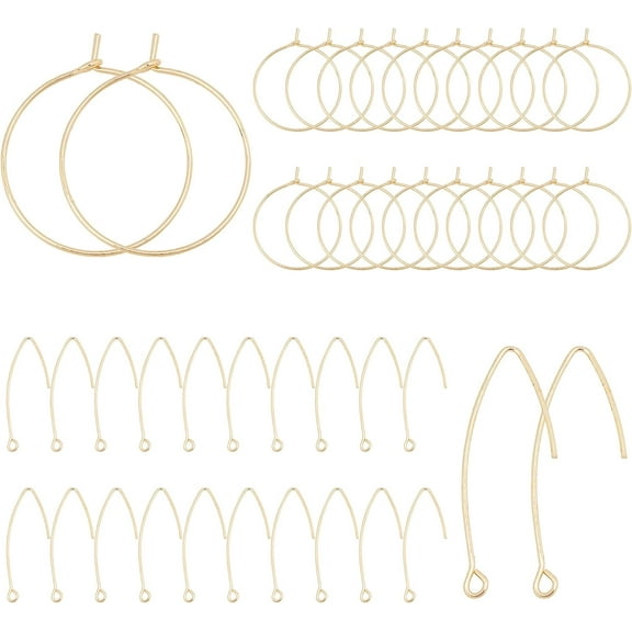 1 box 40pcs 20 Pairs 18K golden Plated Earring Hooks for Jewelry Making Hypoallergenic Ear Wires Brass Earring Hooks and Hoop Earrings Making Supplies Jewelry Findings