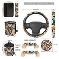 thumbnail image 7 of Garronmavis 15pcs Automobile Interior Sets Hippie Daisy Streering Wheel Cover Rearview Mirror Cover Trash Can with Lid Air Vent Car Organizer Front Rear Car Seat Covers Seat Belt Cover, 7 of 7