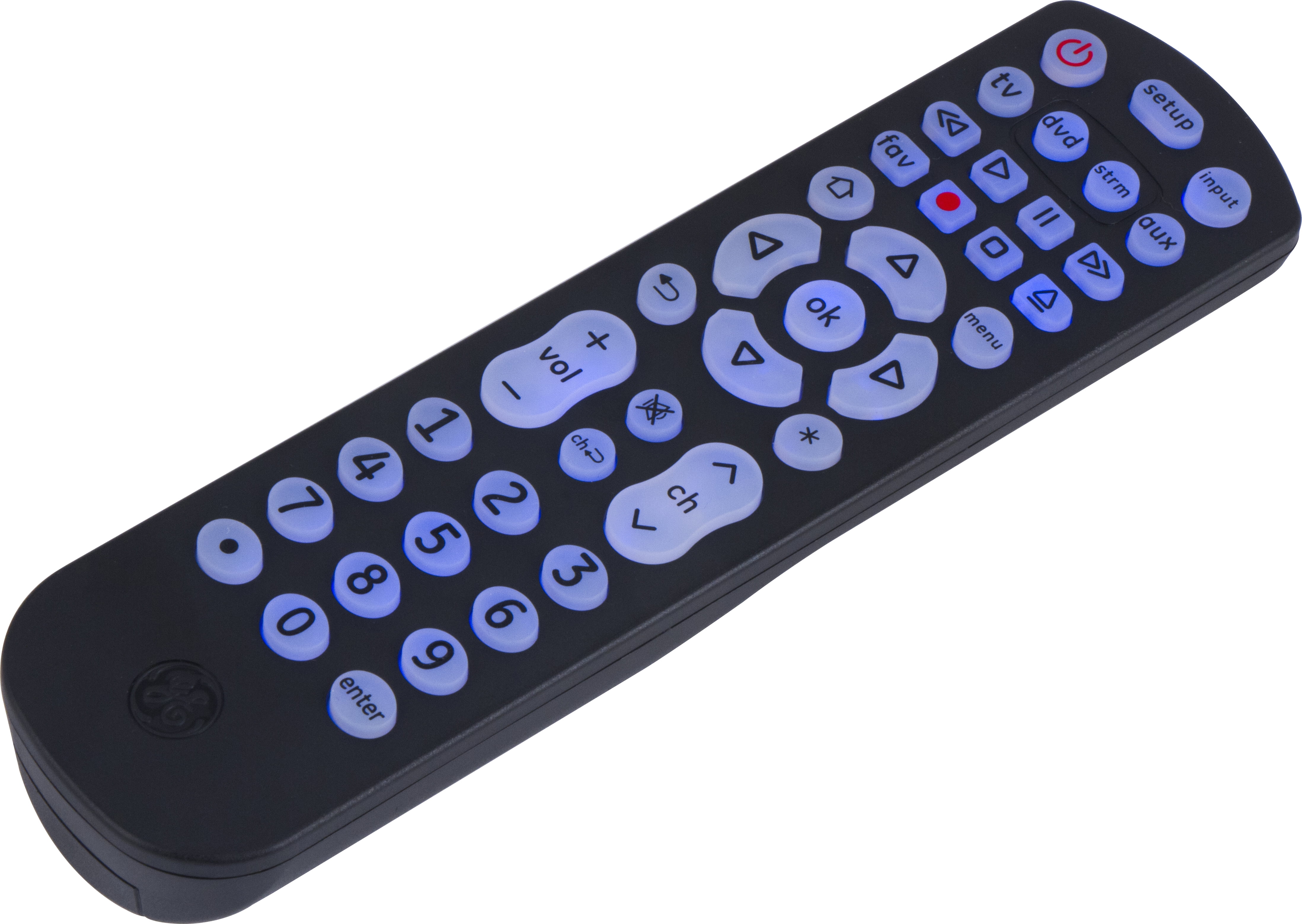 GE 4-Device Backlit Universal Remote Control, Color Select Backlight