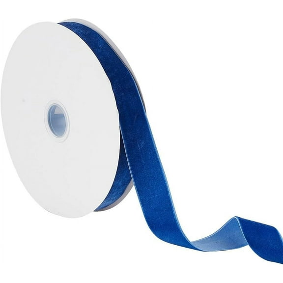 20 Yards(18.28m) Single Face Navy Velvet Ribbon 0.98inch(2.5cm) Wide Blue Vintage Velvet Trim Satin Ribbon Rolls Fabric Single Face Spool for Holiday Wedding Gift Wrapping Sewing