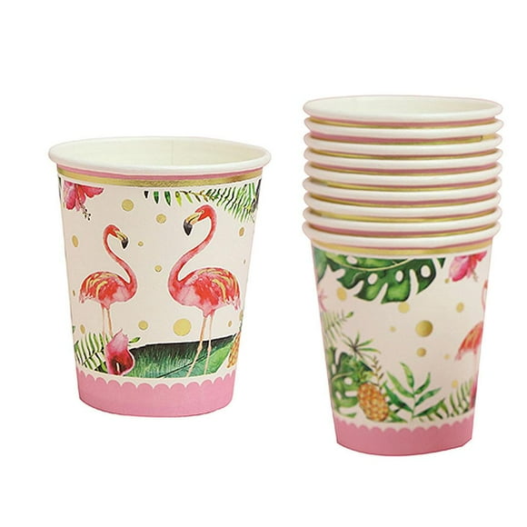 Paquete Piezas de Papel de Flamenco Hawaiano Tazas Desechables Partido Vajilla Decoración