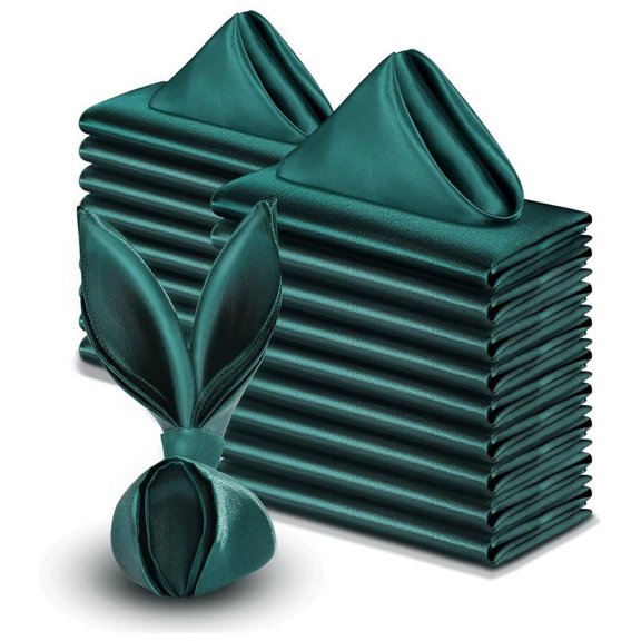 suxuMhao Bulk Cloth Napkins,10 Cloth napkins-Dark Green Fabric Napkins 16.93x16.93in(43x43cm)-Table Cloth Napkins for Weddings,Suitable for Parties, Dinners, Soft Polyester Cloth Napkins