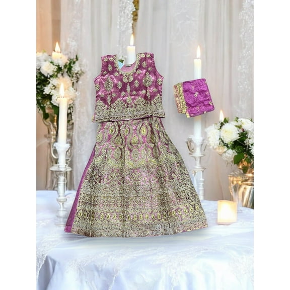Traditional Girls Lehenga Choli Set, Cultural Wear for Kids,031