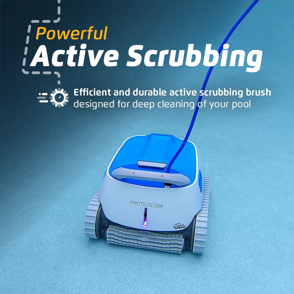 Restored Dolphin Proteus DX4 Automatic Robotic Pool Vacuum Cleaner, Wall Climbing, Waterline Scrubber Brush, Ideal for In-Ground Pool up to 50 FT in Length (Refurbished)