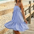 thumbnail image 5 of Snorda Women's Striped Dress Summer Round Neck Sleeveless Striped Solid Color Casual Dress Flowy Sundress Ideal for Daily Wear Beach Vacation & Party, 5 of 7