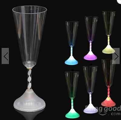 LED Light Up Wine Glasses Flashing Multi Color Blinking Barware LOT OF 12X 