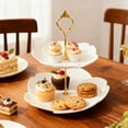 thumbnail image 1 of Plastic Frame 2-Layer Cupcake Rack Decorative Tray 25x25x22.5cm Dessert Tower for Parties Weddings Table Display,White 1Pcs JASKFLY, 1 of 9