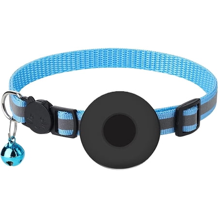Airtag Cat Collar with Breakaway Bell Airtag Cat Collar Reflective Adjustable Strap Collar Holder 1 Cm in Width Large Dog Collar and Leash Puppy Litter Collars for Small Puppies Blue