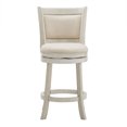 thumbnail image 2 of Weston Home Shapel Upholstered Back Swivel Stool, 24" Counter Height, Antique White Finish, Beige Linen, 2 of 7