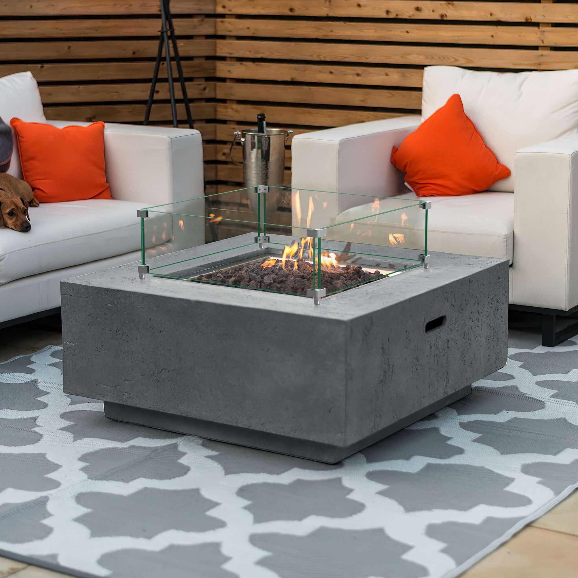 20" Square Glass Fire Pit Flame Guard - Walmart.com