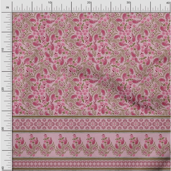 Soimoi Georgette Viscose Fabric Stripe,Floral & Paisley Panel Printed Craft Fabric by The Yard 42 Inch Wide