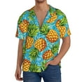 thumbnail image 3 of Vsdgher Pineapple Print Men's Wrinkle Free Untucked Cuban Shirt Business Casual Button Down Shirts Short Sleeve Shirt, 3 of 7