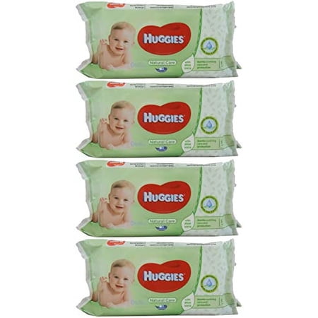 Huggies Baby Wipes Natural Care with Aloe Vera, 56 Count (Pack of 4)