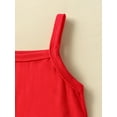 thumbnail image 6 of Aojekbee Independence Day Kids Girls Clothes Solid Color Red Camisoles Sleeveless Sling Tank Tops Floral Print Flare Pants 2Pcs Set, 6 of 10