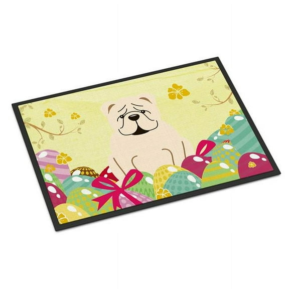 Carolines Treasures BB6123JMAT 24 x 36 in. Easter Eggs English Bulldog White Indoor or Outdoor Mat