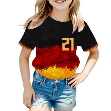 

Children Germany Theme Fashion Part Print Short Sleeve Round Neck T Shirt Tops Skin-Friendly Baby Boys Girls T Shirts Clothes