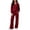 Wine, variant on LEKWK Workout Sets for Women Sweatsuits 2 Piece Matching Sets Quarter Zip Collared Sweatshirt and Wide Leg Sweatpants Lounge Athletic Tracksuit