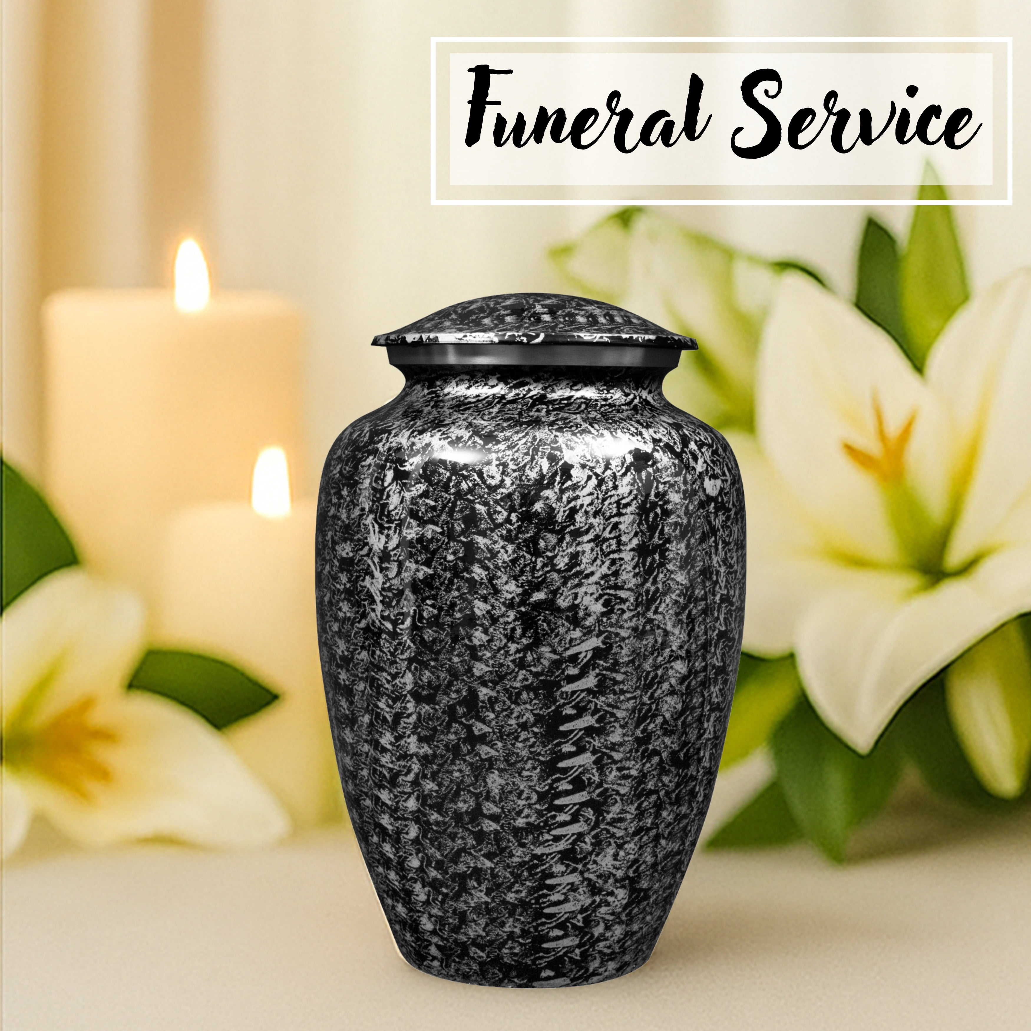 Handcrafted Aluminum Urn - Decorative Memorial Holder for Ashes and Remembrance (Charcoal)