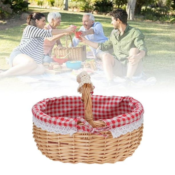 Canasta De Picnic, Cesta De Almacenamiento De Mimbre Con Revestimiento Extra De Gran Capacidad Cesta De Almacenamiento De Alimentos Vacío Portátil Para Comidas Al Aire