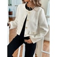 thumbnail image 6 of Women Open Front Button Down Long Sleeve Texture Knit Cardigan Sweaters with Pockets White S, 6 of 9