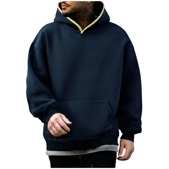 Hooded Sweatshirts for Men Solid Color Long Sleeve Hooded Pullover Hoodie Sweatshirt Pullover Top