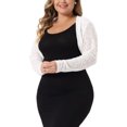 thumbnail image 4 of Agnes Orinda Plus Size Women's Loose Casual Cover Up Sheer Open Front Cropped Lace Cardigan, 4 of 5