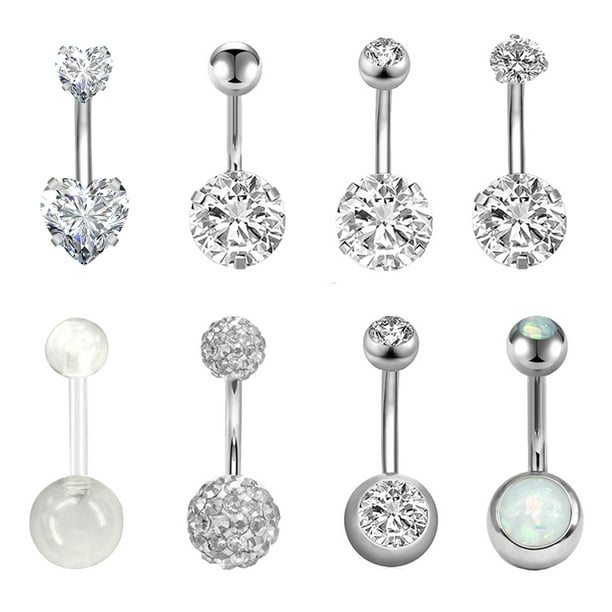 ZS 14G Crystal Belly Button Rings Opal Belly Navel Piercing Banana