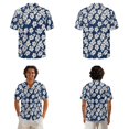 thumbnail image 2 of Xixirimido Hibiscus Flowers Blue Print Hawaii Couple Matching Outfit Men's Hawaiian Shirt and Women's Summer Sleeveless Dress Soft Midi Beach Dresses Matchable Couple Outfits, 4XL, 2 of 7