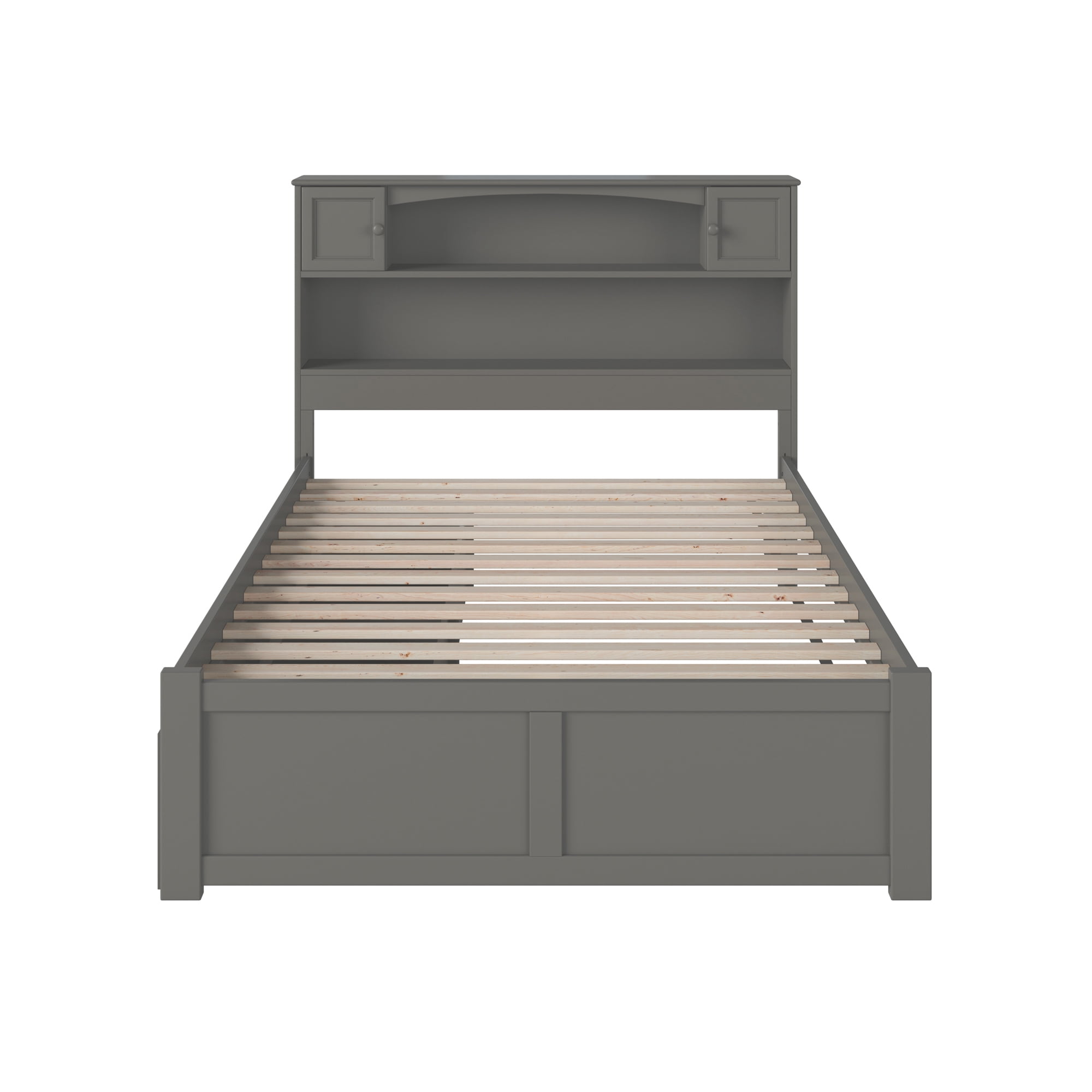 AFI Newport Full Solid Wood Platform Bed with Footboard & 2 Storage Drawers, Grey