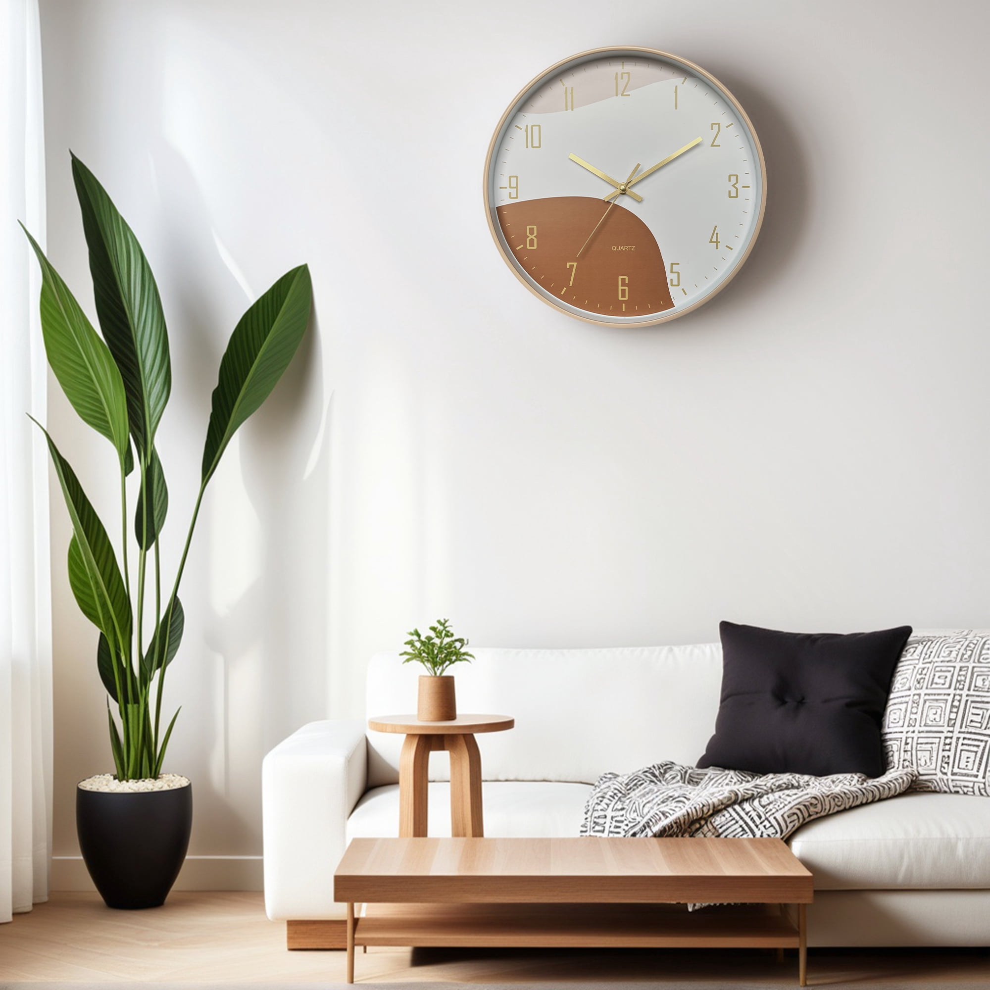 Unique Bargains Modern Silent Non Ticking Battery Operated Wall Clock Orange