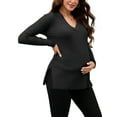 thumbnail image 4 of INSPIRE CHIC Women's Maternity Nursing Sweater Winter Warm Side Zip for Breastfeeding Stretchy Knit Blouse Top Black Medium, 4 of 6