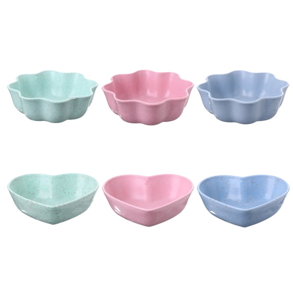 SEWCHICS Cute Serving Dishes Flower Style Bowls Blue 6Pcs Synthetic Material