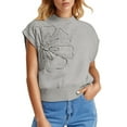 thumbnail image 2 of JIAYUE Vest for Women Floral Jacquard Sleeveless Knit Pullover Slim Fit Solid Color For Ladies Spring Summer Wear, 2 of 4