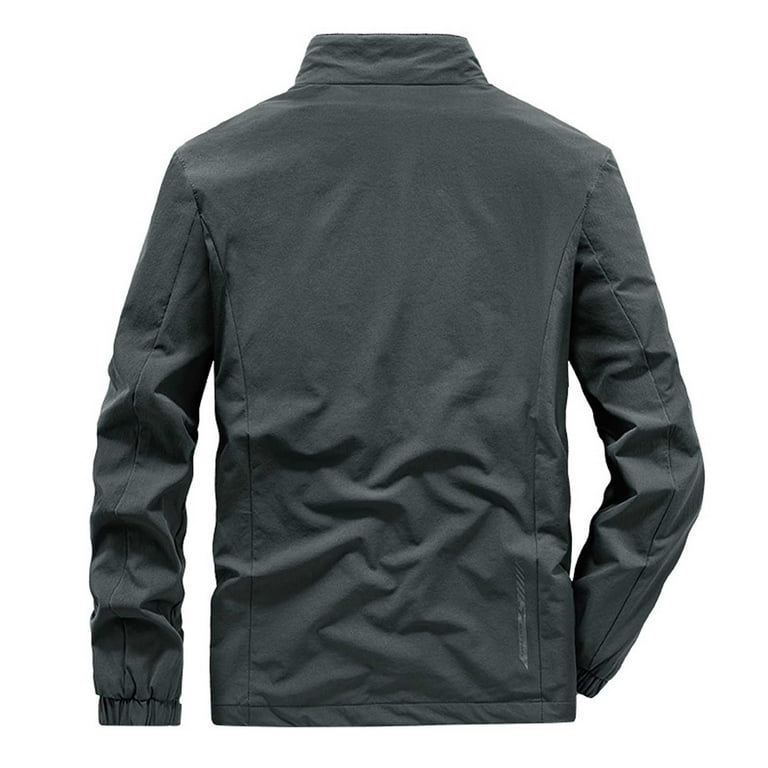 Men Lightweight Flight Bomber Jacket Long Sleeve Stand Collar Fall Winter  Causal Softshell Windbreaker Coat Outerwear 