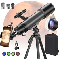 HUTACT 500mm Telescope for Kids Adults, Telescope 80mm Large Aperture, 20X-150X Beginners Telescope Astronomical Refractor Telescope Professional with Moon Filters Backpack, Gray